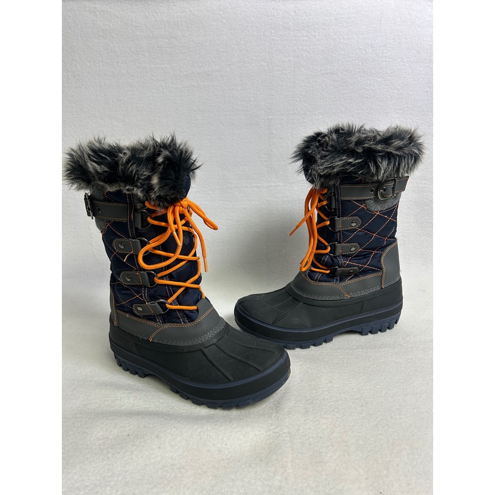 Winter Snow Dream Pairs Womens 4 Navy Blue Orange Kriver-1 Faux Fur Duck Boots